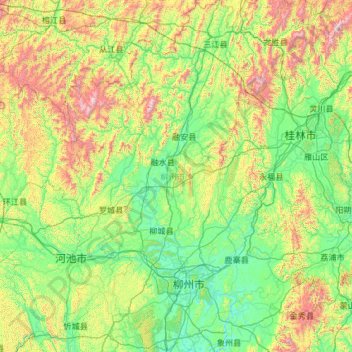 柳州市地形图、海拔、地势