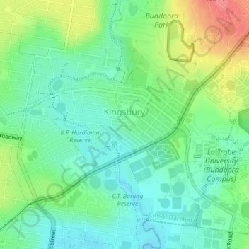 Kingsbury地形图、海拔、地势
