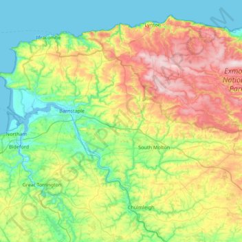 北德文區地形图、海拔、地势
