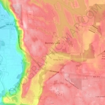 Bonney Lake地形图、海拔、地势