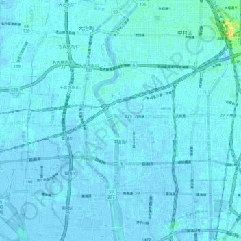 中川区地形图、海拔、地势