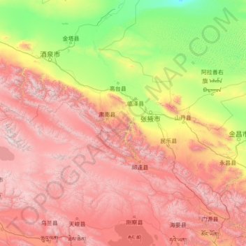 张掖市地形图、海拔、地势