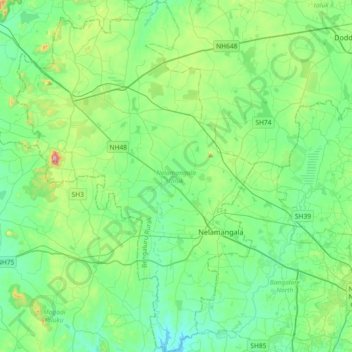 Nelamangala taluk地形图、海拔、地势