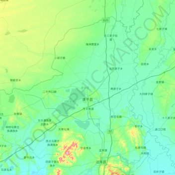 康平县地形图、海拔、地势