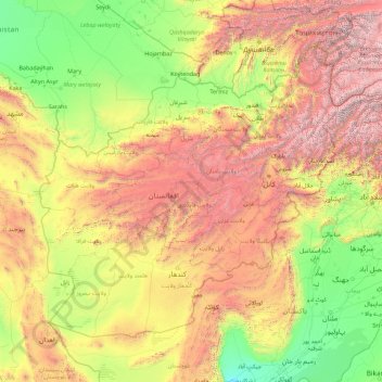 阿富汗地形图、海拔、地势