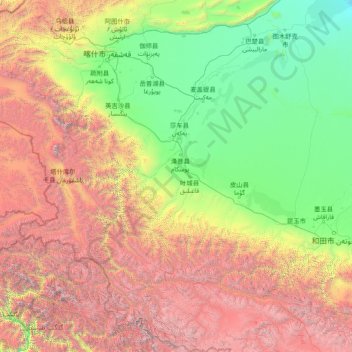 喀什地区地形图、海拔、地势