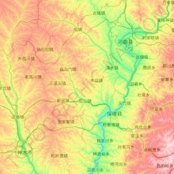 府谷县地形图、海拔、地势