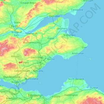 Fife地形图、海拔、地势