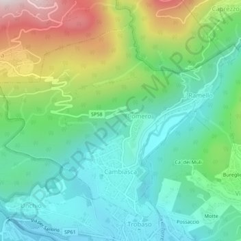 Cambiasca地形图、海拔、地势