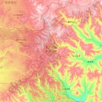 塞罕坝国家森林公园地形图、海拔、地势