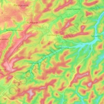 Lemberg地形图、海拔、地势