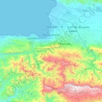 太子港地形图、海拔、地势