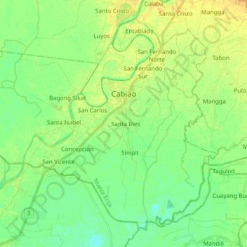 Cabiao地形图、海拔、地势