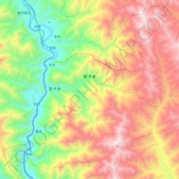 新卡乡地形图、海拔、地势