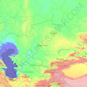 哈萨克斯坦地形图、海拔、地势