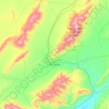 Aïn Séfra地形图、海拔、地势