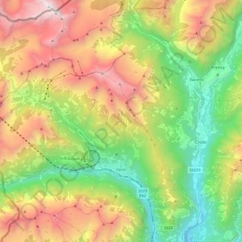 Varzo地形图、海拔、地势