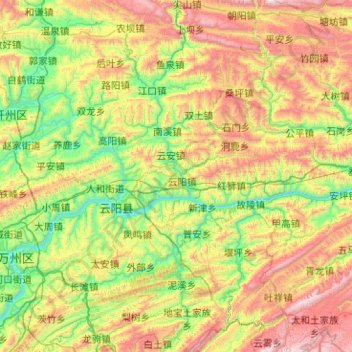 云阳县地形图、海拔、地势