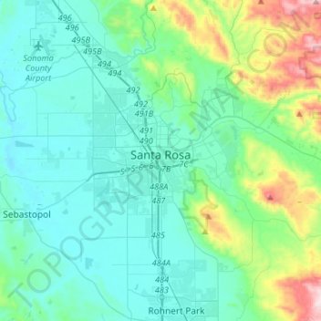 Santa Rosa地形图、海拔、地势