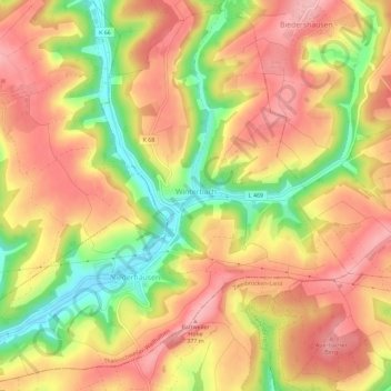 Winterbach (Pfalz)地形图、海拔、地势