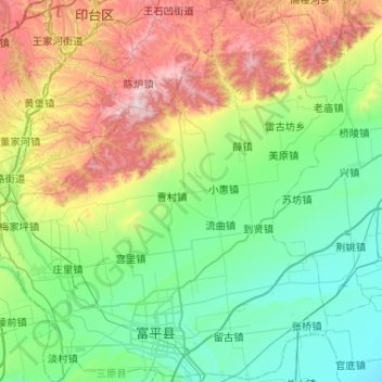 富平县地形图、海拔、地势