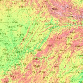 重庆市地形图、海拔、地势