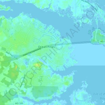 Ocean Pines地形图、海拔、地势
