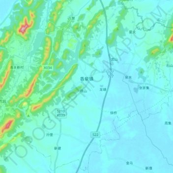 香泉镇地形图、海拔、地势