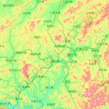 通化县地形图、海拔、地势