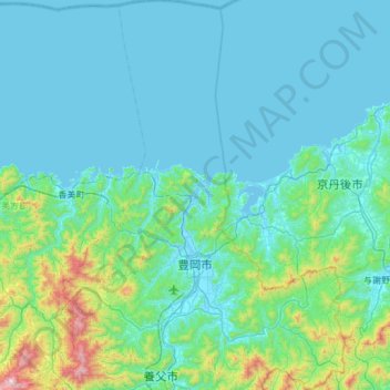 豐岡市地形图、海拔、地势