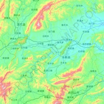 永新县地形图、海拔、地势