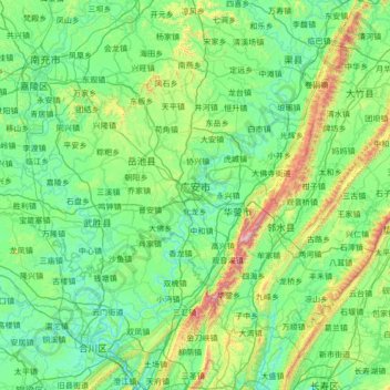 广安市地形图、海拔、地势