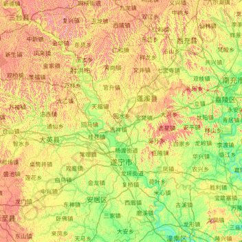 遂宁市地形图、海拔、地势