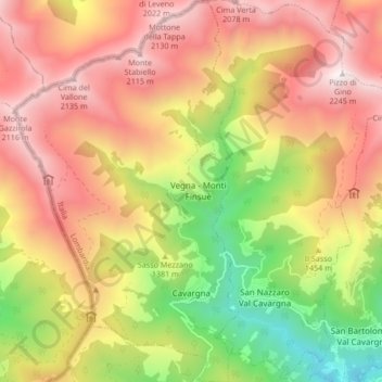 Cavargna地形图、海拔、地势