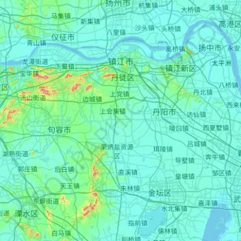 镇江市地形图、海拔、地势