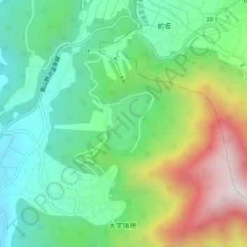 北竜湖地形图、海拔、地势