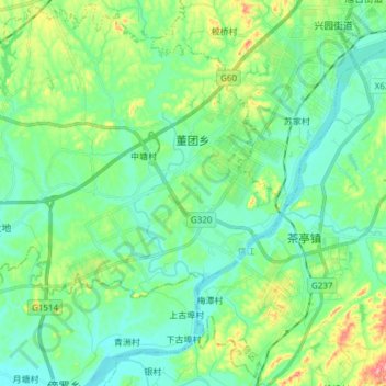 董团乡地形图、海拔、地势