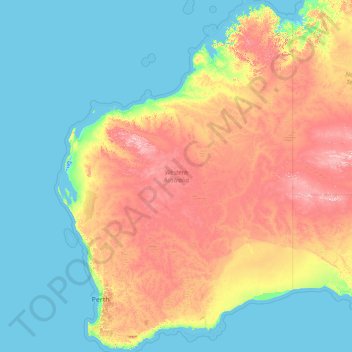 西澳大利亚州地形图、海拔、地势