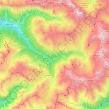 Valfurva地形图、海拔、地势