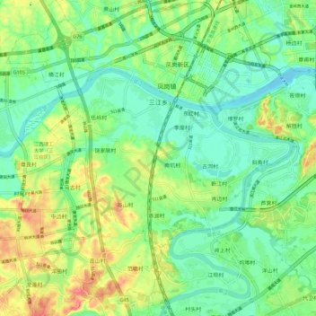 三江乡地形图、海拔、地势