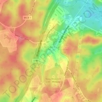 Boswell's Corner地形图、海拔、地势