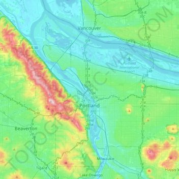 Portland地形图、海拔、地势