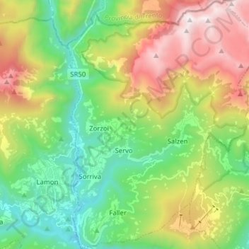 Sovramonte地形图、海拔、地势