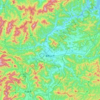 福知山市地形图、海拔、地势