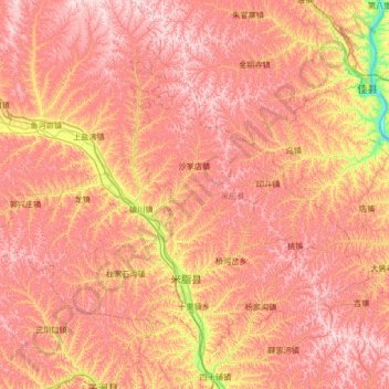 米脂县地形图、海拔、地势