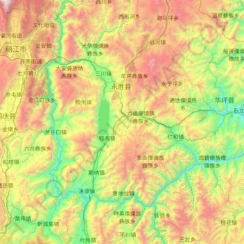 永胜县地形图、海拔、地势