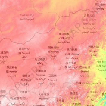 锡林郭勒盟地形图、海拔、地势