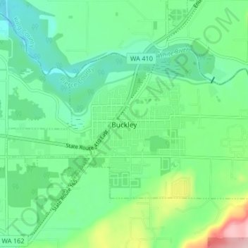 Buckley地形图、海拔、地势