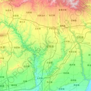 澄城县地形图、海拔、地势