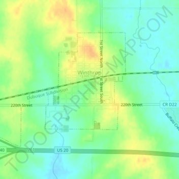 Winthrop地形图、海拔、地势